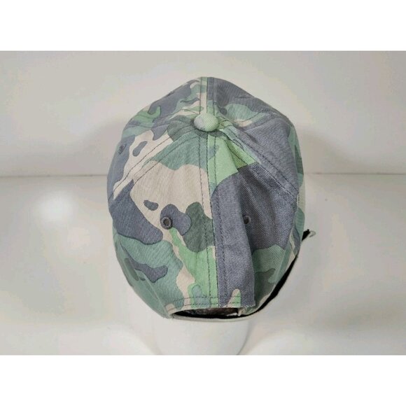 Simms Fishing Adjustable Strapback Hat Cap Green Blue Camo Embroidered Patch - Picture 3 of 8